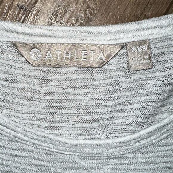 Athleta Breezy Scoop Neck Heather Grey Stripe Short Sleeve Tee Size XXS - Picture 4 of 10